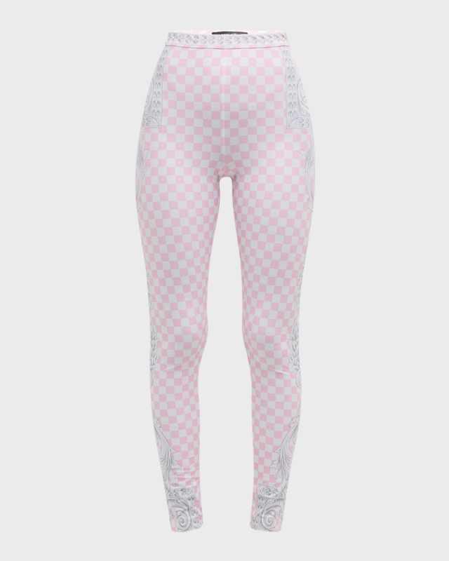 Stampa Silver Baroque Damier Lycra Leggings